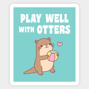 Cute Otter With Beach Ball Play Well With Otters Funny Sticker